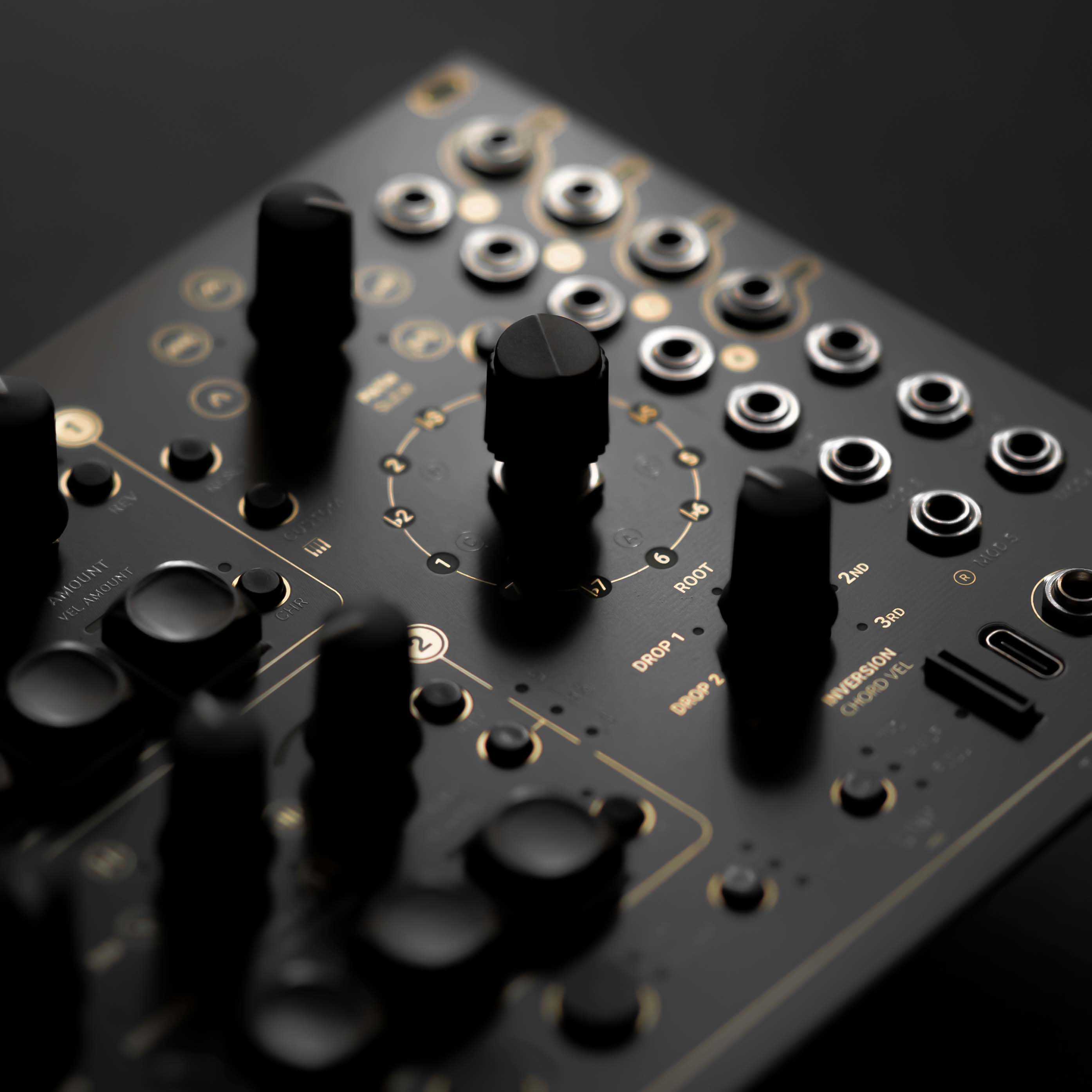 cropped studio photo of Tetrachords Eurorack sequencer
